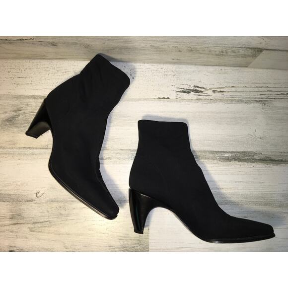 Stuart Weitzman Neoprene Sock Boot Womens 7.5 Narrow Black Bootie Minimalist Y2K - Picture 8 of 12